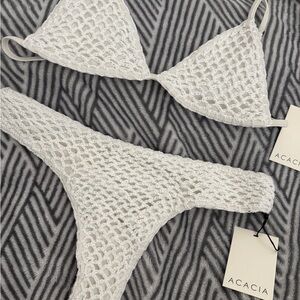 Acacia Swimwear White Crochet Bikini